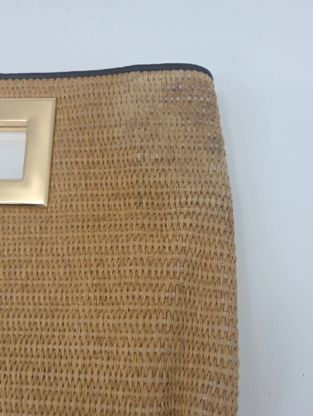 Michael Kors Tan Woven Clutch with Gold Handle Detail